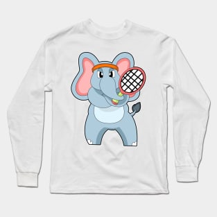 Elephant at Tennis with Tennis racket Long Sleeve T-Shirt